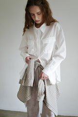 Seersucker check shirt, White
