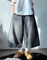UP SIDE DOWN BACK PATCH CARGO BALLOON DENIM BERMUDA 🩵🖤2COLOR
