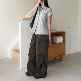 Shuble Zipper Pintuck Cargo Nylon Two-Way Pants