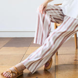 POPPY LINEN STRAIGHT LONG PANTS [STRIPE RED]