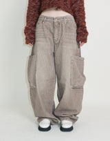 Square pocket balloon fit corduroy pants