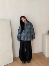 [unisex] キャンバーチェックフードウィンドブレーカー