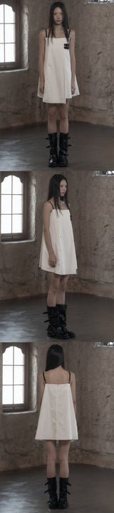 [mnem] Buckle Nylon Midi Dress (white)
