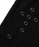 クロスアイレットバミューダスウェットパンツ - ブラック