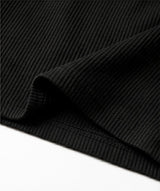 Ribbed Henley-Neck Sleeveless Top Black