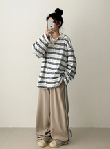 Cog color Dangara collar long sleeve tee 