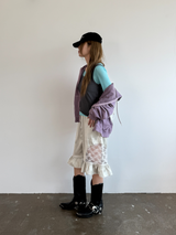 silky frill bermuda pants
