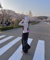 flower slim hood zip up (2colors)