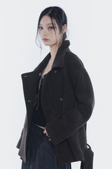 アンバーベルトダブルコート brown
