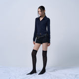 BUTTON DETAIL SHIRTS CARDIGAN(DEEP NAVY)