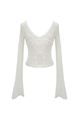 VネッククロップレースT(3color)