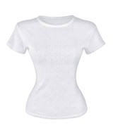 Cotton eyelet round-neck top (3color)