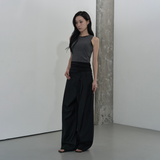 BACK OPEN BUTTON LAYERED TOP (CHARCOAL)