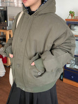 [unisex] ビトリボタンフードウェロンパディングジャンパー