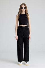 WMNS LOOSEFIT COTTON PANTS BLACK