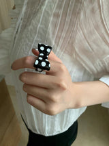 Black polka DOT bow ring