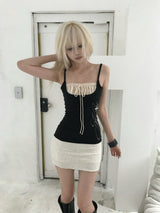 KY07-STRING SHIRRING SLEEVELESS(BLACK)