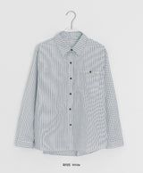 Hiche Stripe Basic Pocket Shirt