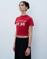 TWIN RIBBON CROP TSHIRT-RED