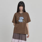 マルチーズチェックアップリケボタンハーフTシャツ