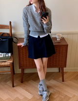 Cashmere Cable Stitch V-neck Knit (5color)