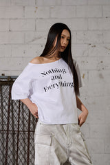 Lettering Oversized One-Shoulder T-Shirt - White