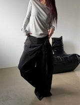Belted layered wide pants(3color)