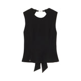 [ULKIN] Backless Double Ribbon Top_Black