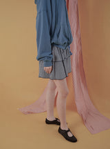 Fluffy double skirt_stripe black