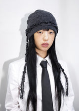  KNIT BRAID BEANIE . CHARCOAL
