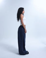Line stud string sweatpants - Navy