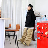 wide-parasuit buckle pants