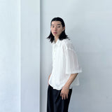 Sheer Openwork Knit Short Sleeve Shirt