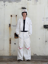 Circle Denim Bomber Jacket (White)