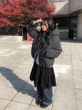 25FW★ [MADE] Odin Check Hood High Neck String Padding
