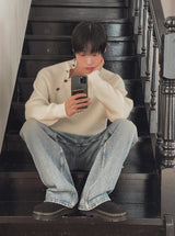 Pale wash wide denim pants