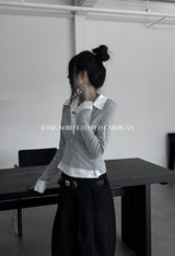 basic shirt レイヤードカーディガン (2color)