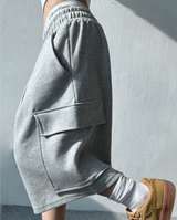 BASIC CARGO BERMUDA SWEAT PANTS🩶🖤 - 2 COLORS