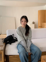 [unisex]メパン ストライプ レイヤード ロングスリーブ ティー