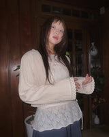 (3color) Romantic Shirring Sheer Knit