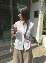 Hiche Stripe Basic Pocket Shirt