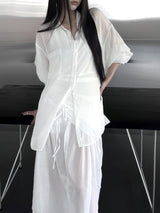 crinkle sheer overfit shirt (2color)