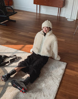 Light Boucle String Fur Jacket