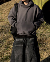 Urban crop high-neck fleece hoodie