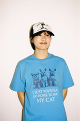マイハウスキャットTシャツ - ブルー