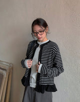 [BAONHAUS] Lorenine Frill Stripe Cardigan