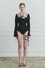 DREAMY SHIRRING BOLERO black