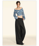American Vintage Button Detail Clean Fit Wide Slacks