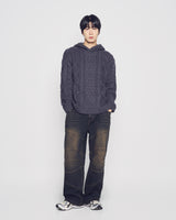 25FW LOW GAUGE CABLE KNIT HOODIE CHARCOAL