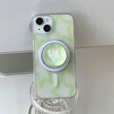 Green - ブラーパターン Magsafe フォーンケース スマホグリップ セット